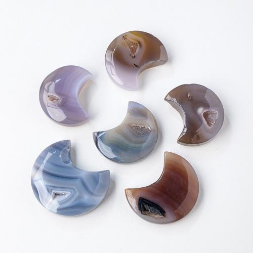 Agate Decoration, Moon, Druzy Geode Style, decoration length 50-80mm, Sold By PC