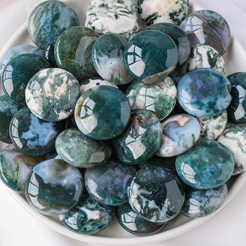 Moss Agate Decoration, Flat Round, 30mm, Sold By PC