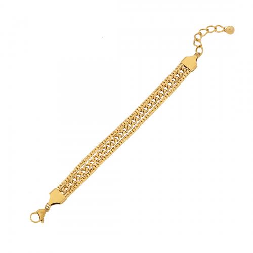 304 Stainless Steel Bracelet gold color plated & for woman & with rhinestone Length Approx 6.3-6.9 Inch Sold By PC
