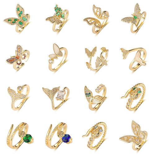 Cubic Zirconia Micro Pave Brass Ring, gold color plated, fashion jewelry & different styles for choice & micro pave cubic zirconia & for woman & enamel, more colors for choice, nickel, lead & cadmium free, inner diameter:17~20mm, Sold By PC