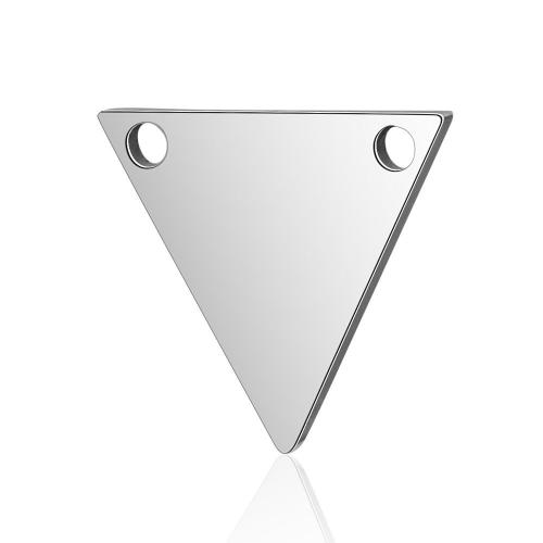 Titanium Steel Pendants, Triangle, polished, fashion jewelry & DIY & double-hole, original color, 12x11mm, Approx 10PCs/Bag, Sold By Bag