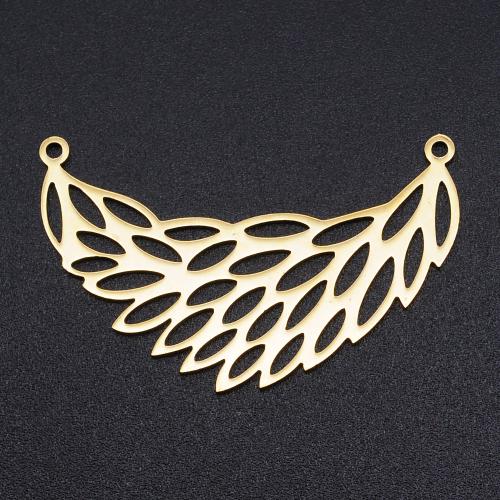 Titanium Steel Pendants Feather Vacuum Ion Plating fashion jewelry & DIY & double-hole & hollow Approx Sold By Bag