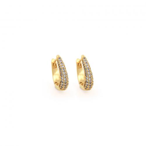 Cubic Zirconia Micro Pave Brass Earring, 18K gold plated, fashion jewelry & micro pave cubic zirconia & for woman, nickel, lead & cadmium free, 17.50x13.50x4.50mm, Sold By Pair