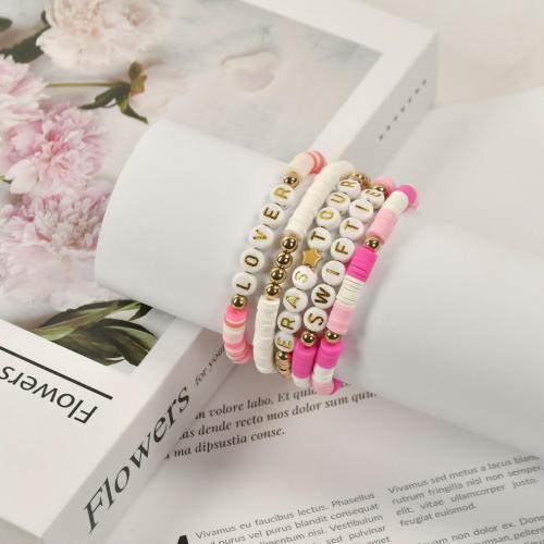 Bijoux bracelets de mode, argile de polymère, fait à la main, bijoux de mode & pour femme, plus de couleurs à choisir, Longueur:Environ 17.5 cm, Vendu par fixé