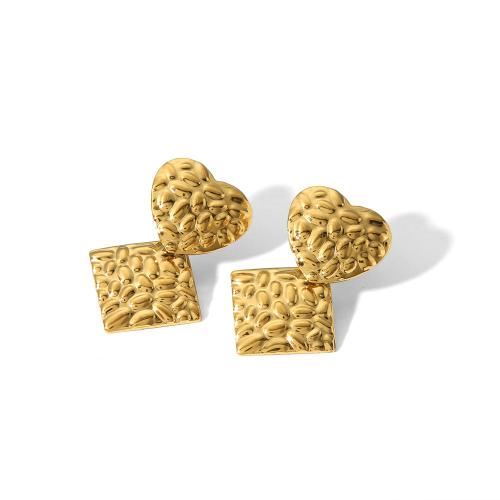Stainless Steel Stud Earrings, 304 Stainless Steel, 18K gold plated, fashion jewelry & for woman, golden, 32x16mm, Sold By Pair