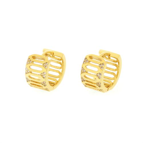 Cubic Zirconia Micro Pave Brass Earring, 18K gold plated, fashion jewelry & micro pave cubic zirconia & for woman, golden, nickel, lead & cadmium free, 9x15mm, Sold By Pair