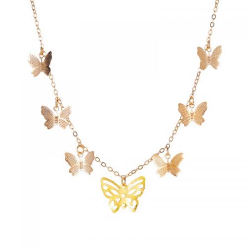 Zinc Alloy Jewelry Necklace Butterfly plated fashion jewelry & for woman nickel lead & cadmium free Length Approx 44.5 cm Sold By PC