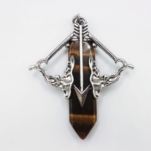Gemstone Pendants Jewelry Natural Stone with Zinc Alloy Arrow silver color plated DIY Sold By PC