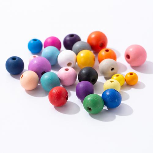 Drvene perle, Drvo, Krug, možete DIY & različite veličine za izbor, miješana boja, Prodano By Torba