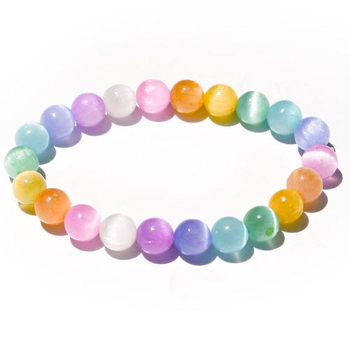 Gemstone Bracelets, Gypsum, Round, fashion jewelry & for woman, multi-colored, 8mm, Length:Approx 18 cm, Sold By PC