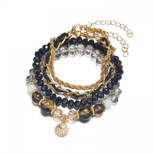 Tibetan Style Bracelet, with Glass, with 5CM extender chain, Shell, gold color plated, fashion jewelry & for woman, more colors for choice, nickel, lead & cadmium free, Length:16 cm, Sold By PC