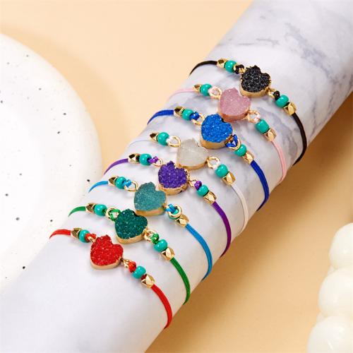 Resin Bracelets Zinc Alloy with Cotton Thread & Resin Heart plated Adjustable & fashion jewelry & Unisex nickel lead & cadmium free Length 16-32 cm Sold By PC