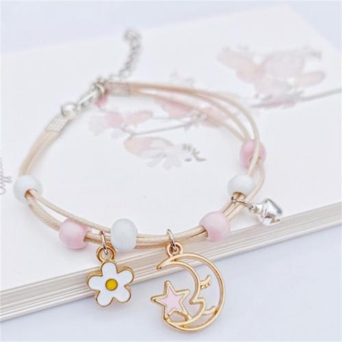 Resin Bracelets Zinc Alloy with Cotton Thread & Resin Teardrop plated Adjustable & fashion jewelry & for woman & enamel nickel lead & cadmium free Length 15-20 cm Sold By PC