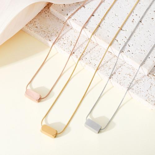 Stainless Steel Jewelry Necklace, 304 Stainless Steel, with 5CM extender chain, Rectangle, plated, fashion jewelry & for woman, more colors for choice, nickel, lead & cadmium free, Length:45 cm, Sold By PC
