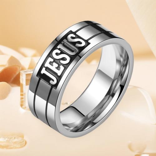 Titantium Steel finger ring, Titan Stål, Donut, silver pläterad, olika storlek för val & för människan & emalj, fler färger för val, Säljs av PC
