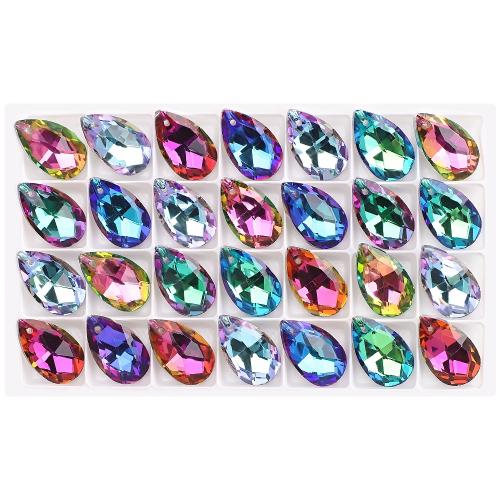 Gemstone Pendants Jewelry, Glass, Teardrop, DIY, more colors for choice, 13x22mm, 20PCs/Bag, Sold By Bag