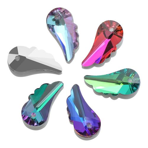 Gemstone Pendants Jewelry, Glass, Wing Shape, DIY, more colors for choice, 9x20mm, 10PCs/Bag, Sold By Bag