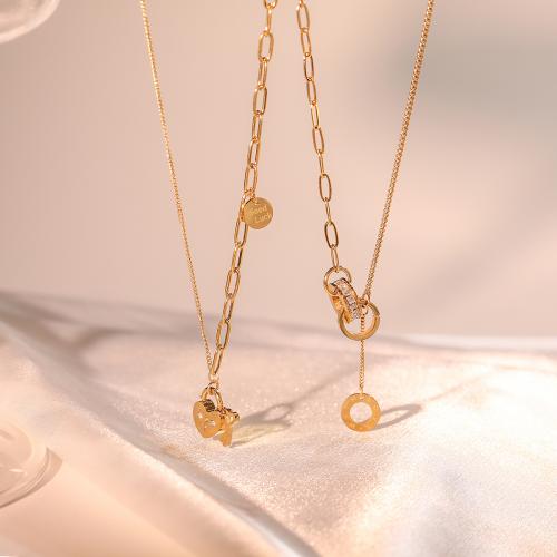 Титановые стали ожерелье, титан, Другое покрытие, ювелирные изделия моды & различные модели для выбора, Золотой, продается PC