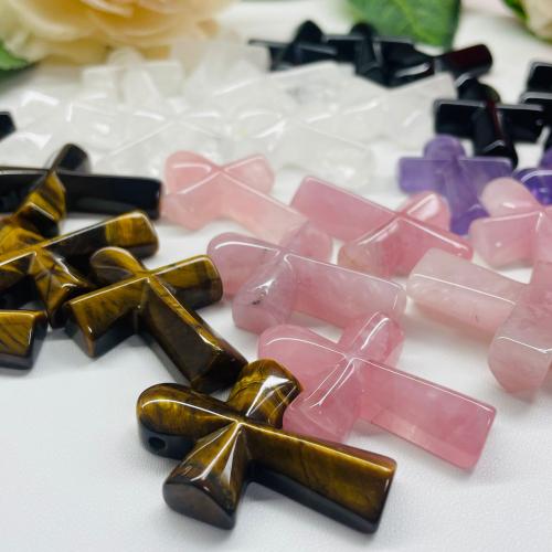 Natural Stone Pendant, Cross, DIY & different materials for choice, more colors for choice, 35x25x7.50mm, Sold By PC