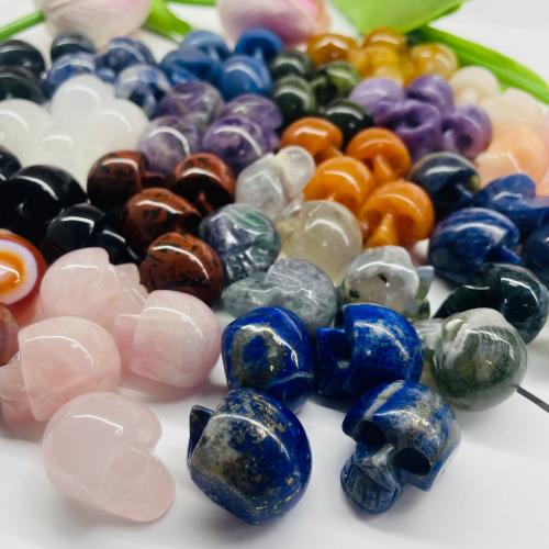 Natural Stone Decoration, Skull, different materials for choice, more colors for choice, 25.40mm, Sold By PC