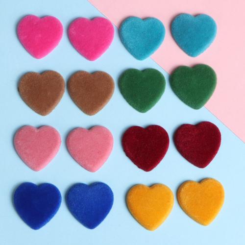Mobile Phone DIY Decoration, Acrylic, with Flocking Fabric, Heart, Double Layer, more colors for choice, 24x24x4mm, Approx 10PCs/Bag, Sold By Bag