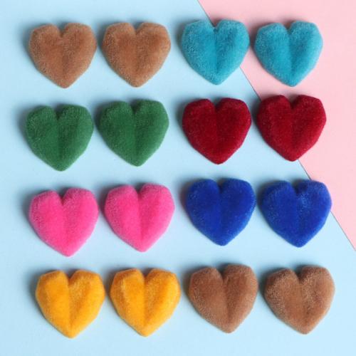 Mobile Phone DIY Decoration, Acrylic, with Flocking Fabric, Heart, 3D effect, more colors for choice, 19x19x6.50mm, Approx 10PCs/Bag, Sold By Bag