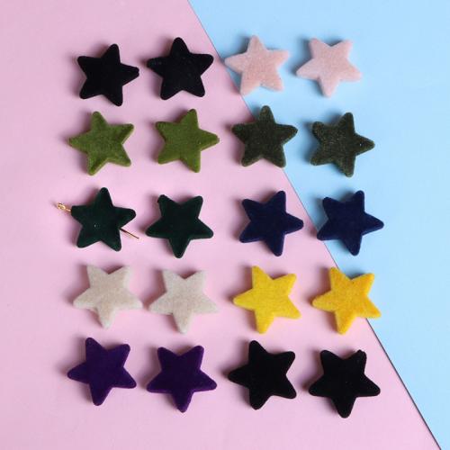 Acrylic Jewelry Beads, with Flocking Fabric, Star, DIY, more colors for choice, 22x22mm, Hole:Approx 1.5mm, Approx 10PCs/Bag, Sold By Bag