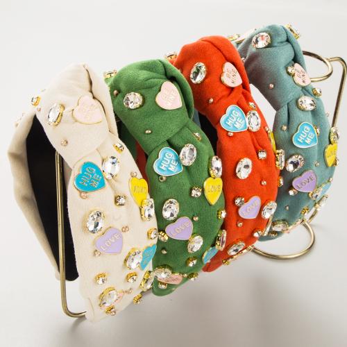 Hair Bands, Cloth, with Glass Rhinestone & Tibetan Style, for woman, more colors for choice, Sold By PC