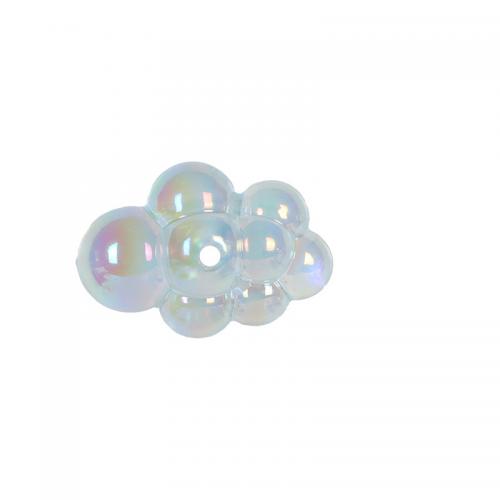 grânulos acrílicos Chapeados, acrilico, Nuvem, banhado, DIY & Efeito 3D & luminosa, azul céu, 33x23x17mm, Buraco:Aprox 1.5mm, Aprox 10PCs/Bag, vendido por Bag
