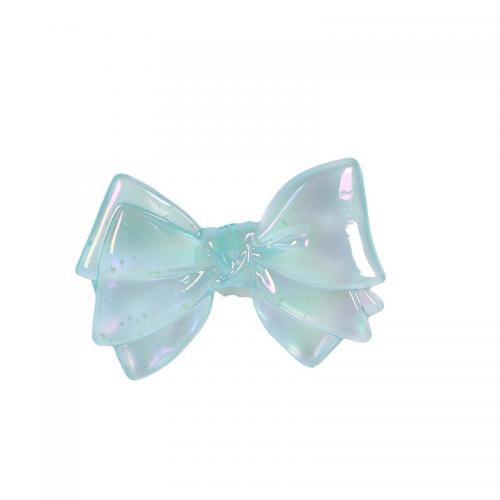 Plated Acrylic Beads Bowknot DIY & 3D effect & luminated skyblue Approx Sold By Bag