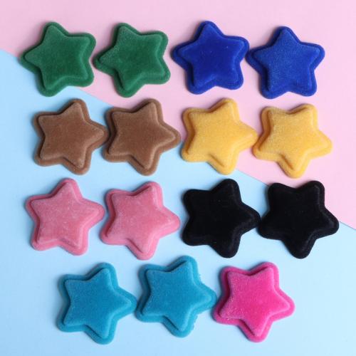 Mobile Phone DIY Decoration, Acrylic, with Flocking Fabric, Star, Double Layer, more colors for choice, 37x36x8.50mm, Approx 10PCs/Bag, Sold By Bag