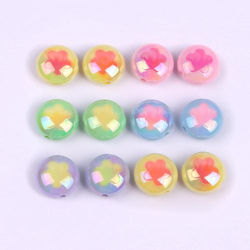 Plated Acrylic Beads, Flat Round, UV plating, printing & DIY, more colors for choice, 18x18x10mm, Approx 10PCs/Bag, Sold By Bag