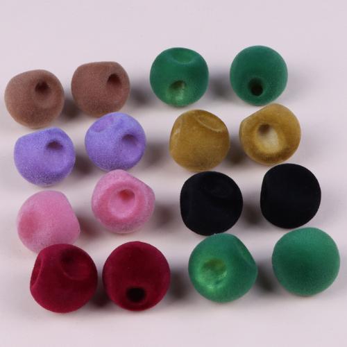 Perle acrylique, avec Flocage de tissu, Rond, DIY, plus de couleurs à choisir, 20mm, Trou:Environ 3mm, Environ 10PC/sac, Vendu par sac
