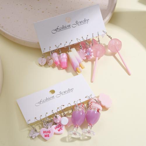 Zinc Alloy Drop Earrings with Resin fashion jewelry & for woman nickel lead & cadmium free Sold By Set