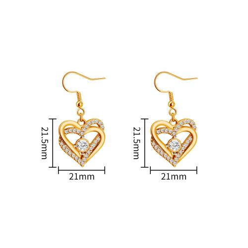 Cubic Zirconia Micro Pave Brass Earring Heart plated micro pave cubic zirconia & for woman Sold By Pair