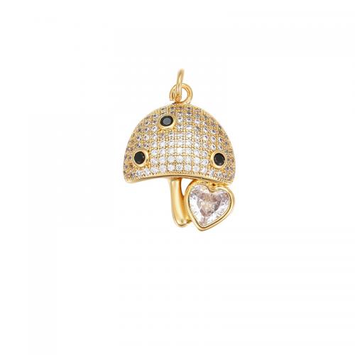 Cubic Zirconia Micro Pave Brass Pendant with White Shell & Resin & Plastic Pearl plated DIY & micro pave cubic zirconia Sold By PC