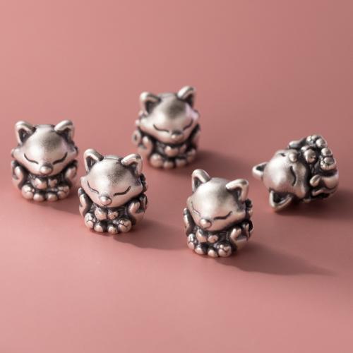 925 Sterling Silver Beads, Fox, Antique finish, DIY, original color, 12.50x11x10mm, Hole:Approx 2.3mm, Sold By PC
