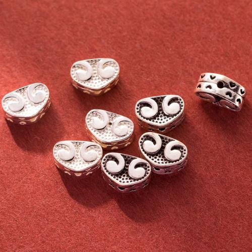 Spacer Beads Jóias, 925 prata esterlina, DIY, Mais cores pare escolha, 10x6.50x4mm, Buraco:Aprox 1.3mm, vendido por PC
