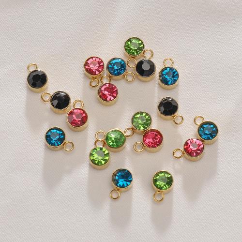 Stainless Steel Pendants, 304 Stainless Steel, with Rhinestone, DIY, more colors for choice, nickel, lead & cadmium free, 6x5mm, 20PCs/Bag, Sold By Bag