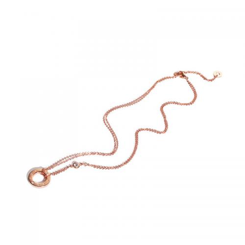 Titanstahl Halskette, Kreisring, Rósegold-Farbe plattiert, für Frau & mit Strass, Länge:ca. 16 ZollInch, verkauft von PC