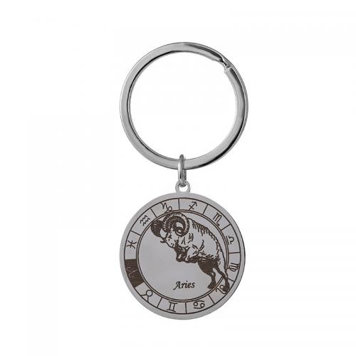 304 Stainless Steel Key Clasp, 12 Signs of the Zodiac, Unisex & different designs for choice, original color, 30x30mm, Sold By PC