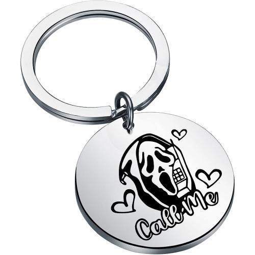 304 Stainless Steel Key Clasp Flat Round Halloween Design & Unisex & enamel original color Sold By PC