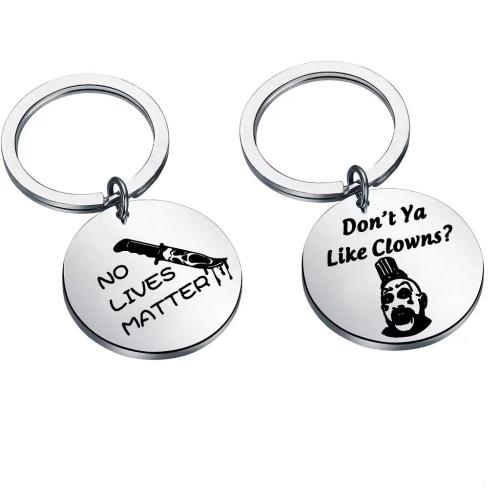 304 Stainless Steel Key Clasp, Flat Round, Halloween Design & Unisex & different styles for choice & enamel, original color, 30x30mm, Sold By PC