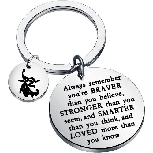 304 Stainless Steel Key Clasp, Flat Round, Halloween Design & Unisex & with letter pattern, original color, 30x30mm, Sold By PC