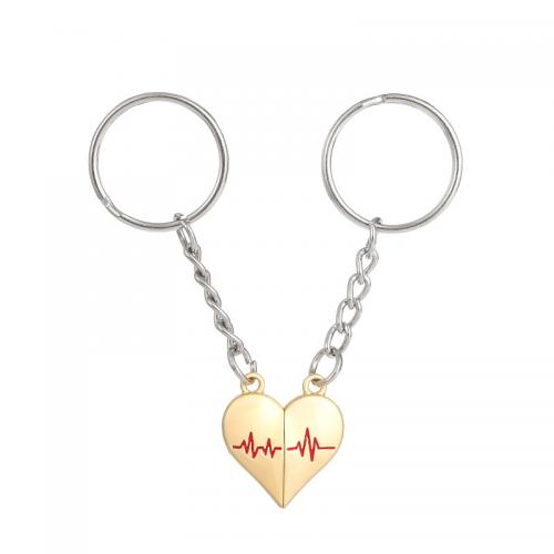 Tibetan Style Key Clasp, Electrocardiographic, plated, with magnetic & for couple, more colors for choice, 20x20mm, Sold By PC