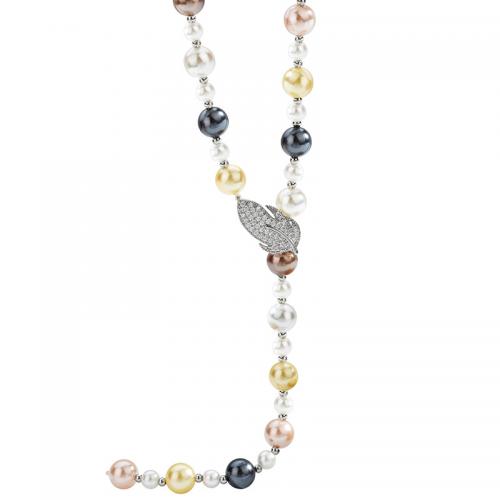 perle de plastique collier, avec alliage de zinc, feuille, Placage, pour femme & avec strass, plus de couleurs à choisir, Longueur:Environ 23.6 pouce, Vendu par PC