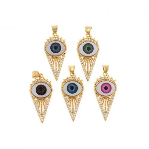 Evil Eye Pendants Brass 18K gold plated fashion jewelry & DIY & micro pave cubic zirconia & enamel nickel lead & cadmium free Sold By PC