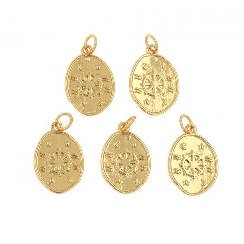 Brass Jewelry Pendants Flat Oval 18K gold plated fashion jewelry & DIY nickel lead & cadmium free Sold By PC