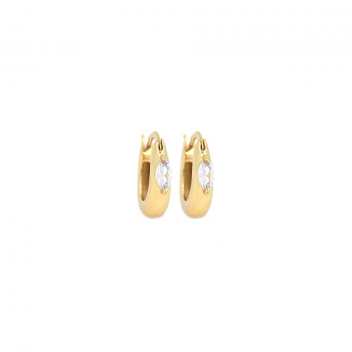 Cubic Zirconia Micro Pave Brass Earring, Donut, 18K gold plated, fashion jewelry & micro pave cubic zirconia & for woman, nickel, lead & cadmium free, 16x18x4mm, Sold By Pair