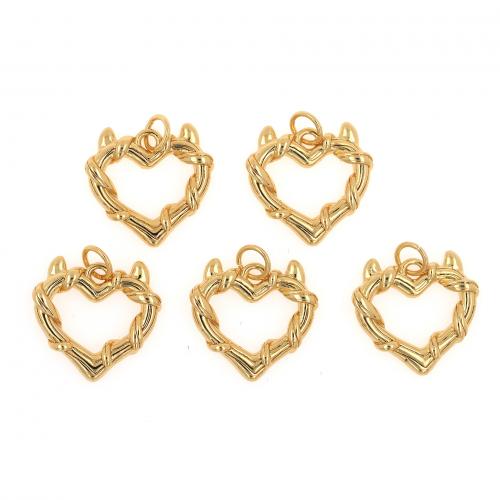 Pingentes de coração de bronze, cobre, 18K banhado a ouro, joias de moda & DIY & vazio, níquel, chumbo e cádmio livre, 17x18.40x2.50mm, vendido por PC
